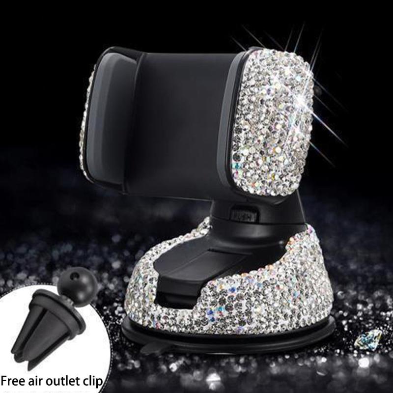 Universal Bling Phone Holder with 360u00b0 Adjustable & Crystal Decoration