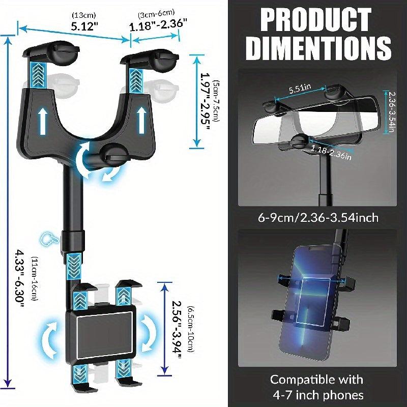 Rotatable Rearview Mirror Phone Holder for Smartphones