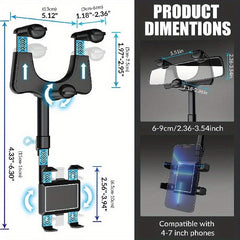 Rotatable Rearview Mirror Phone Holder for Smartphones