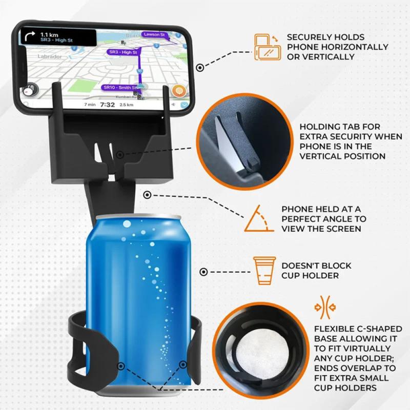 Universal Hands Free Cell Phone Cup Mount with Drink Holder