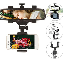 Rearview Mirror 360u00b0 Car Phone Holder Universal Mount Stand for Cell Phone GPS