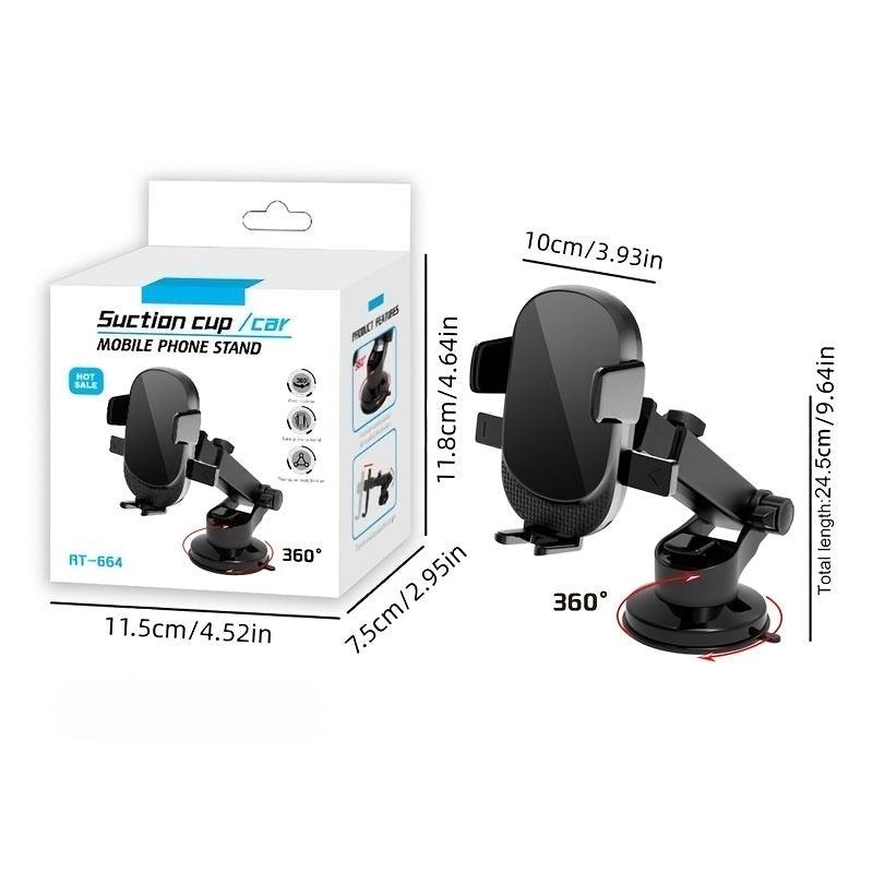 Car Phone Holder 360u00b0 Telescopic Suction Cup Mount