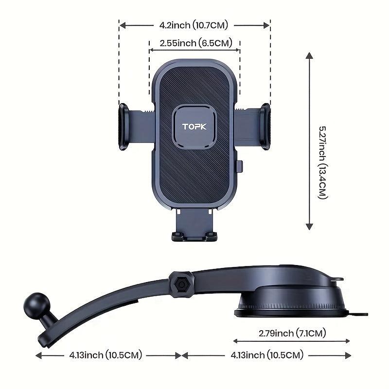 Adjustable Car Phone Holder Mount for Dashboard - Compatible with All Phones