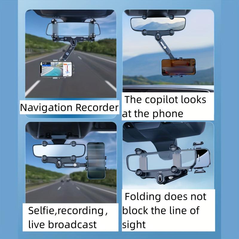 Car Phone Bracket Rearview Mirror Clip Navigation Anti Shake