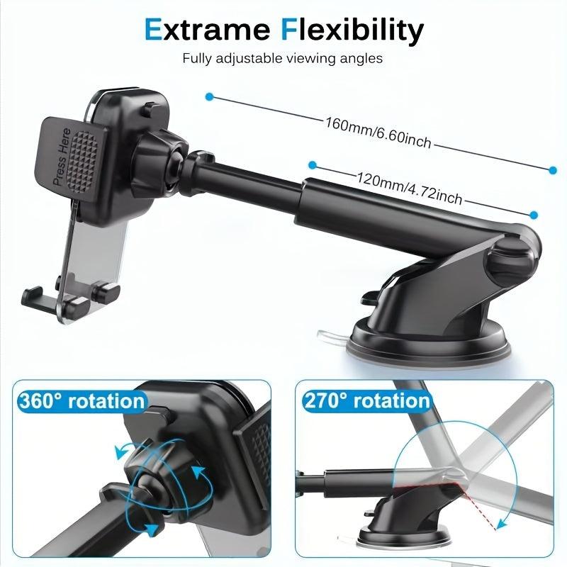 Adjustable Car Phone Holder 360 Rotation Stable for Car Dashboard Windscreen