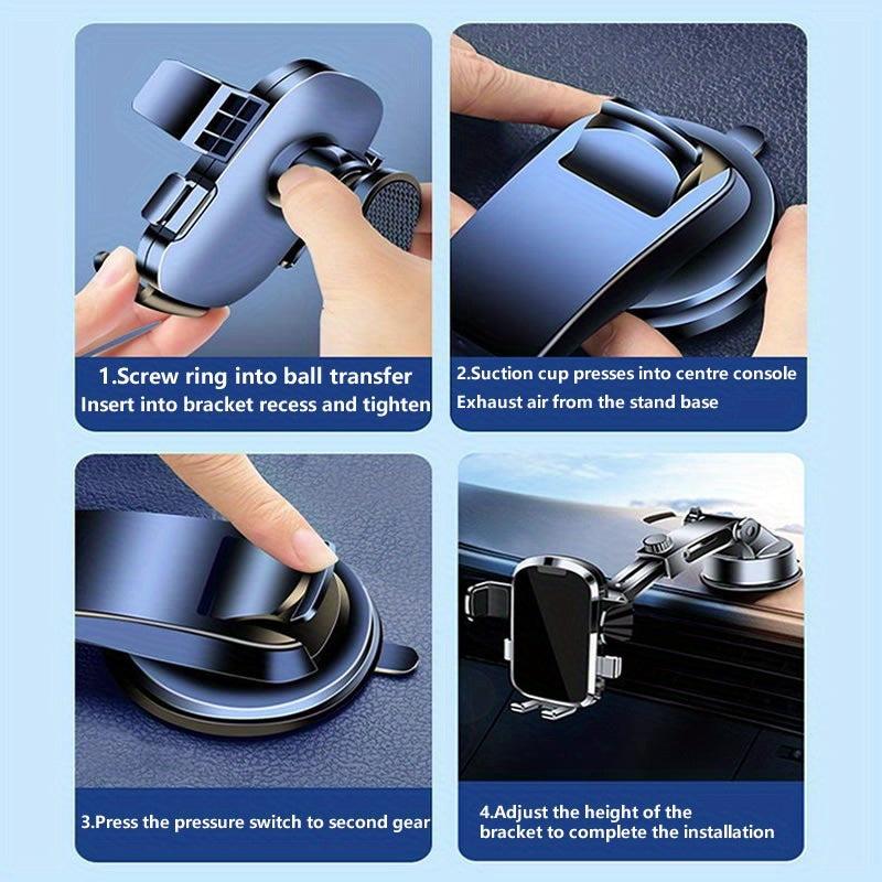 Car Phone Holder Mount Military Suction & Sturdy Base 3 In 1 Universal Phone