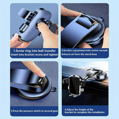 Car Phone Holder Mount Military Suction & Sturdy Base 3 In 1 Universal Phone