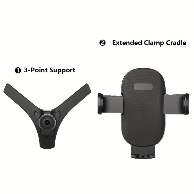Car Phone Holder 3 Point Support With Extended Clamp Cradles