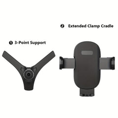 Car Phone Holder 3 Point Support With Extended Clamp Cradles