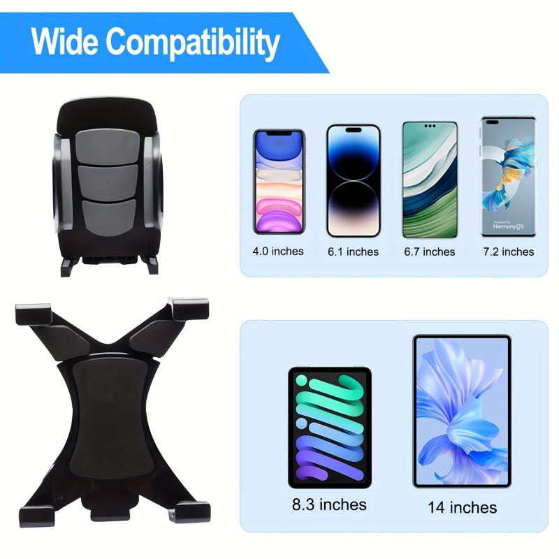 Car Headrest Tablet & Phone Holder, Anti Shake, Adjustable 2-in-1 Mount