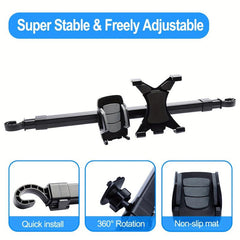 Car Headrest Tablet & Phone Holder, Anti Shake, Adjustable 2-in-1 Mount