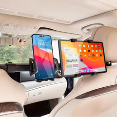 Car Headrest Tablet & Phone Holder, Anti Shake, Adjustable 2-in-1 Mount