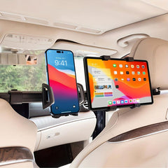 Car Headrest Tablet & Phone Holder, Anti Shake, Adjustable 2-in-1 Mount