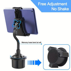 Car Cup Holder Phone & Tablet Mount Adjustable Gooseneck Cradle Holder
