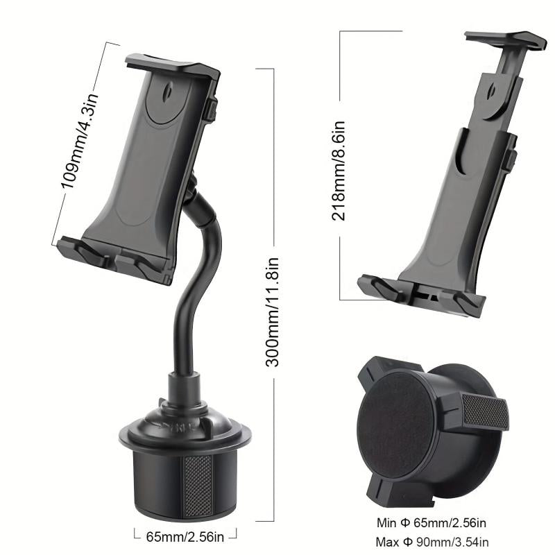 Car Cup Holder Phone & Tablet Mount Adjustable Gooseneck Cradle Holder