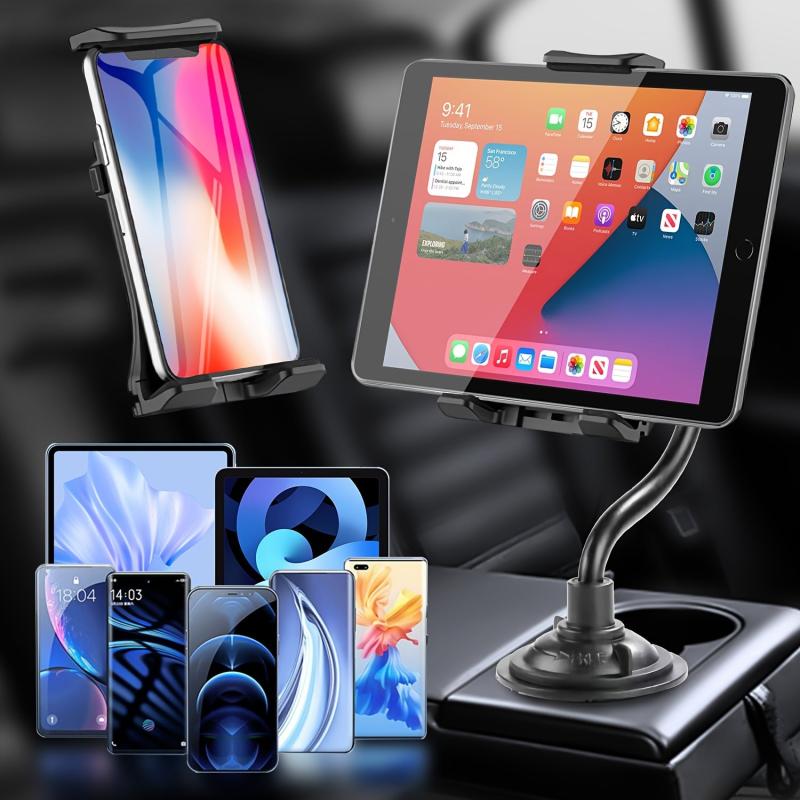 Car Cup Holder Phone & Tablet Mount Adjustable Gooseneck Cradle Holder