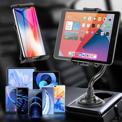 Car Cup Holder Phone & Tablet Mount Adjustable Gooseneck Cradle Holder