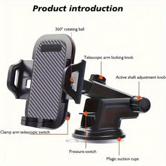 Car Phone Holder Suction Cup Dashboard Navigation Multifunctional