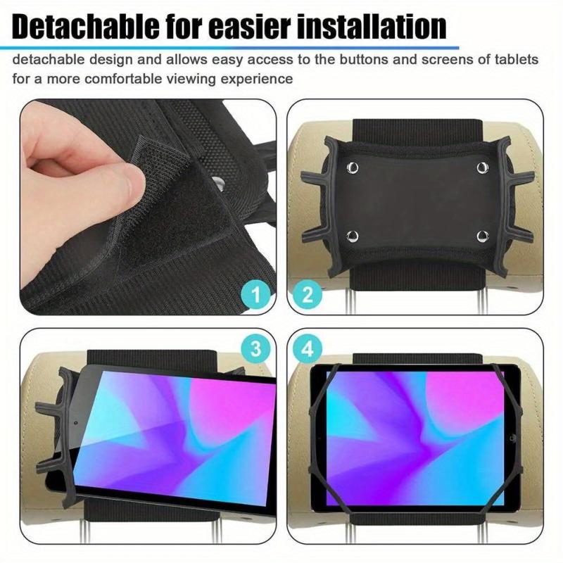Adjustable Car Headrest Mount Holder with Silicone Cover Bracket