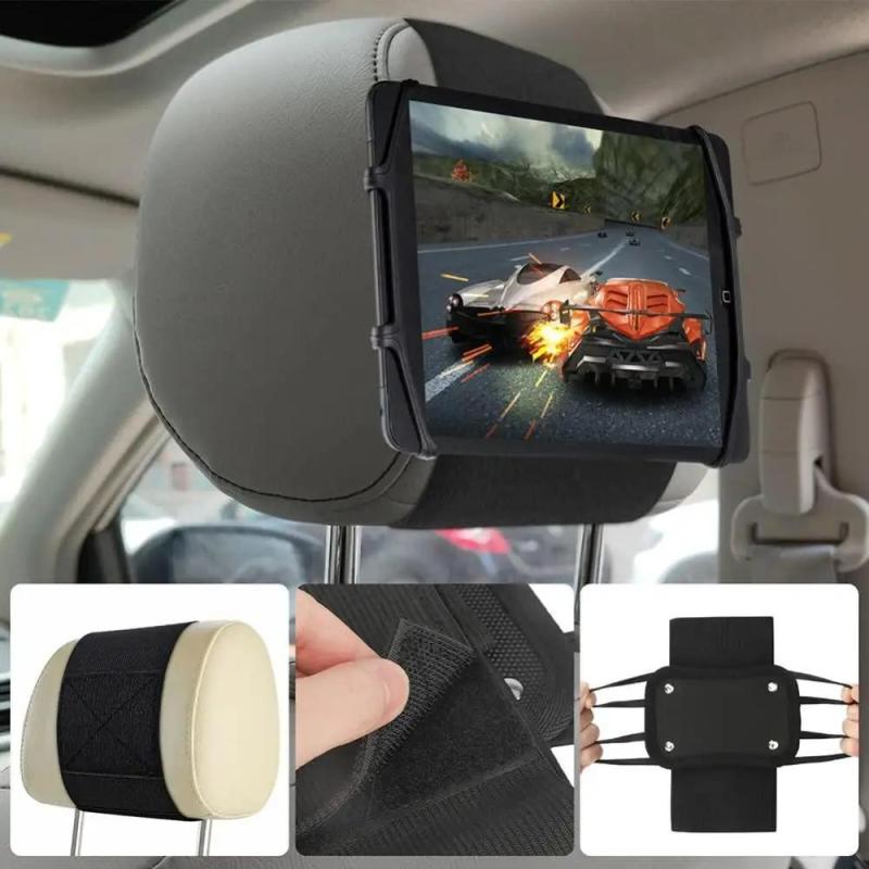 Adjustable Car Headrest Mount Holder with Silicone Cover Bracket
