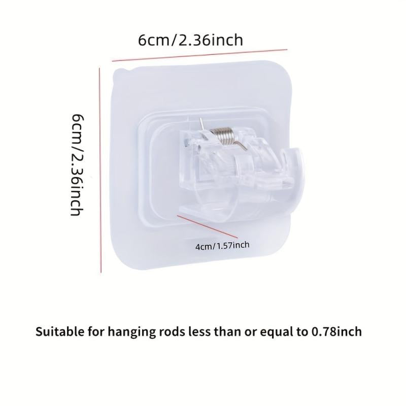 2pcs Adjustable Curtain Rod Clip Clamp Hook Holder Bracket Nail Wall Clip