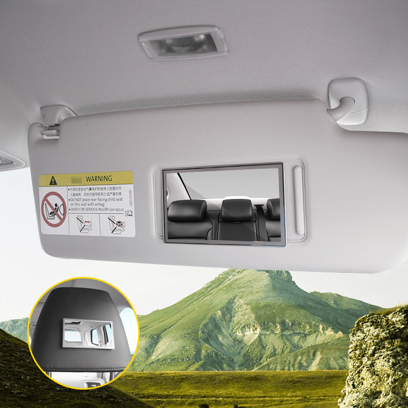 Car Interior Mirror Stainless Steel Makeup Mirror Auto Visor HD