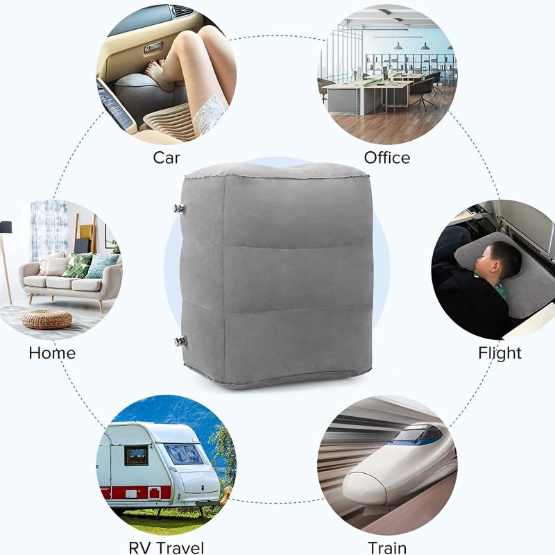 Travel Comfort Inflatable Foot Rest Pillow for Airplanes Cars RVs Trains