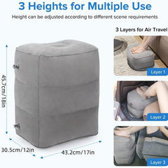 Travel Comfort Inflatable Foot Rest Pillow for Airplanes Cars RVs Trains