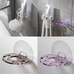 Adhesive Toothpaste Dispenser Toothbrush Holder Bathroom Shelves