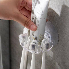 Adhesive Toothpaste Dispenser Toothbrush Holder Bathroom Shelves