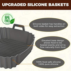 2 Pack Air Fryer Silicone Liners Easy Cleaning Reusable Basket 4-7QT