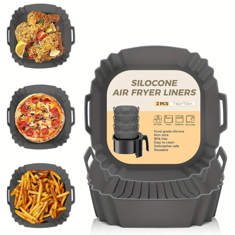 2 Pack Air Fryer Silicone Liners Easy Cleaning Reusable Basket 4-7QT