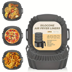 2 Pack Air Fryer Silicone Liners Easy Cleaning Reusable Basket 4-7QT