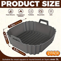 2 Pack Air Fryer Silicone Liners Easy Cleaning Reusable Basket 4-7QT