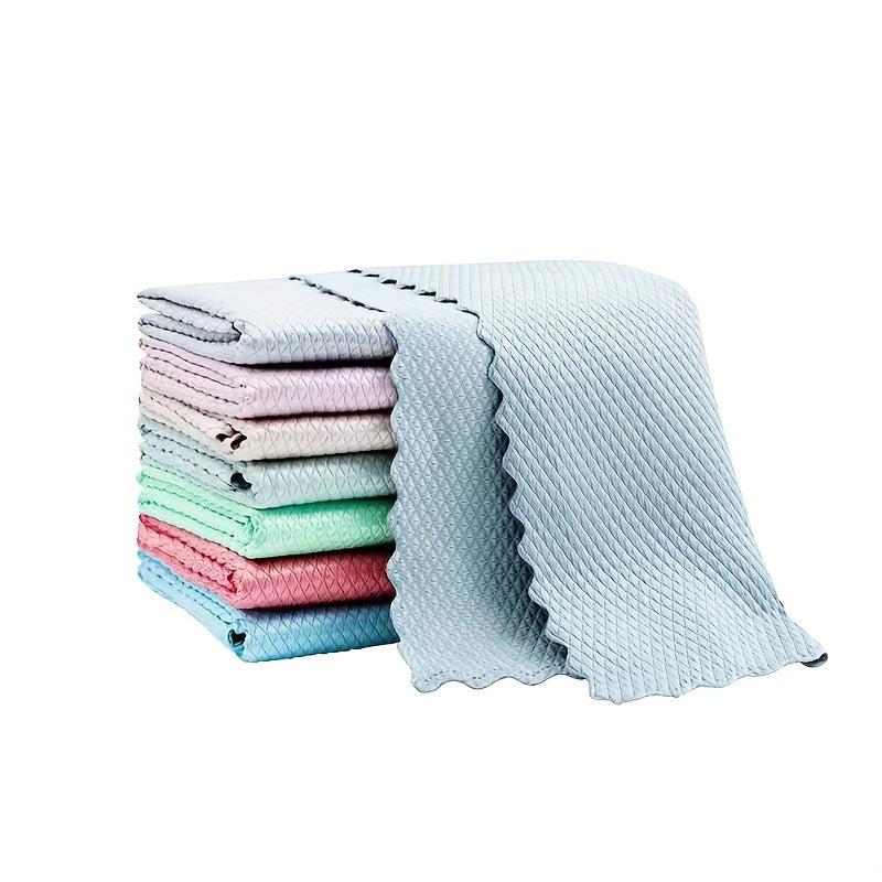 Fish Scale Dishcloth Set for Glass Wiping Cleaning Towel
