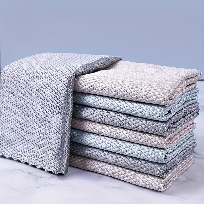 Fish Scale Dishcloth Set for Glass Wiping Cleaning Towel