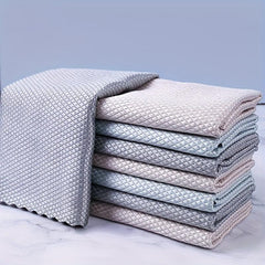 Fish Scale Dishcloth Set for Glass Wiping Cleaning Towel
