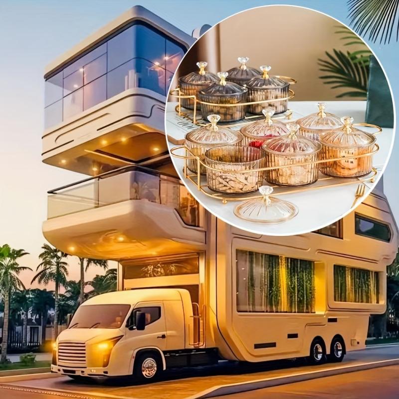 Transparent Round Dried Fruit Salad Plate for RV Kitchen
