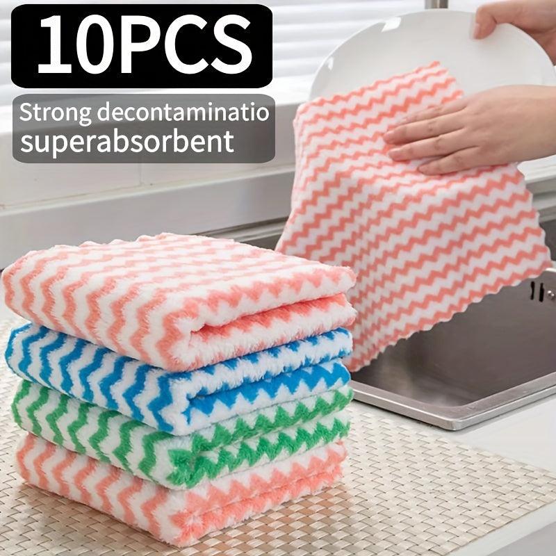 10pc Kitchen Towel & Dishcloth Set Cotton RV Farm Household Dishwashing Towel