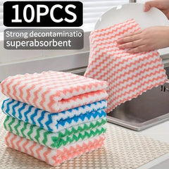 10pc Kitchen Towel & Dishcloth Set Cotton RV Farm Household Dishwashing Towel