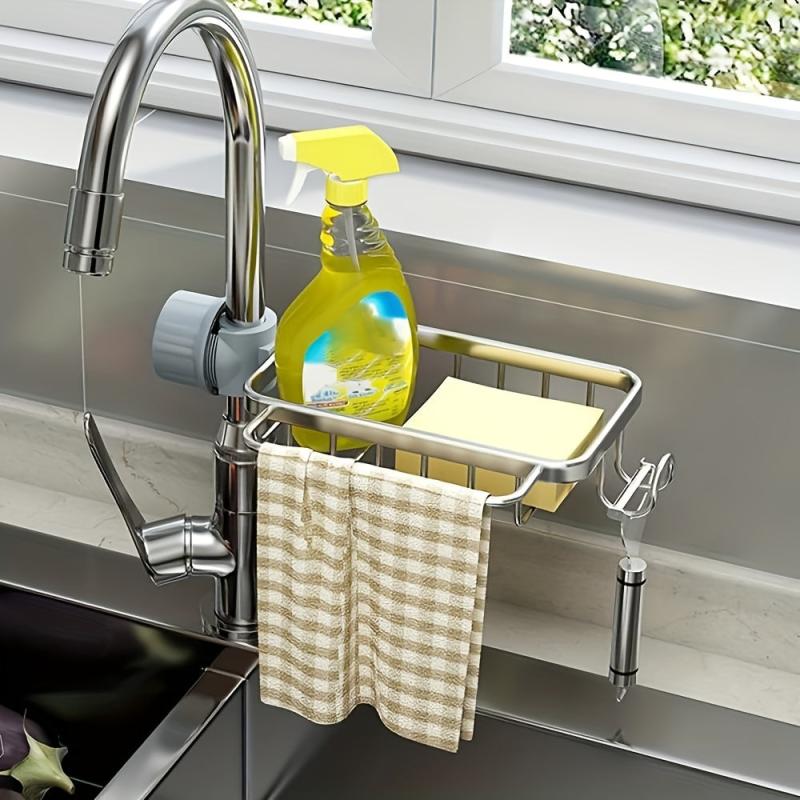 Aluminum Sink Drain Rack Sponge Faucet Holder