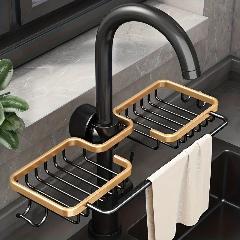 Aluminum Sink Drain Rack Sponge Faucet Holder