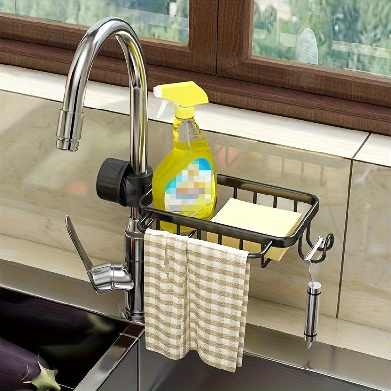 Aluminum Sink Drain Rack Sponge Faucet Holder