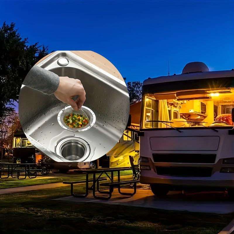 Stainless Steel Sink Strainer with Handle - for RV, Restaurant, Dishwasher