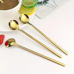 Set of 4 Small Round Golden Coffee Spoons