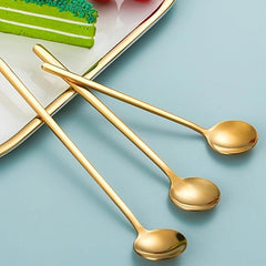 Set of 4 Small Round Golden Coffee Spoons