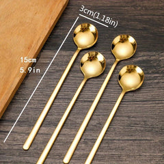 Set of 4 Small Round Golden Coffee Spoons