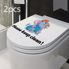 2pcs Cartoon Toilet Decoration Stickers - Fun Toilet Decals
