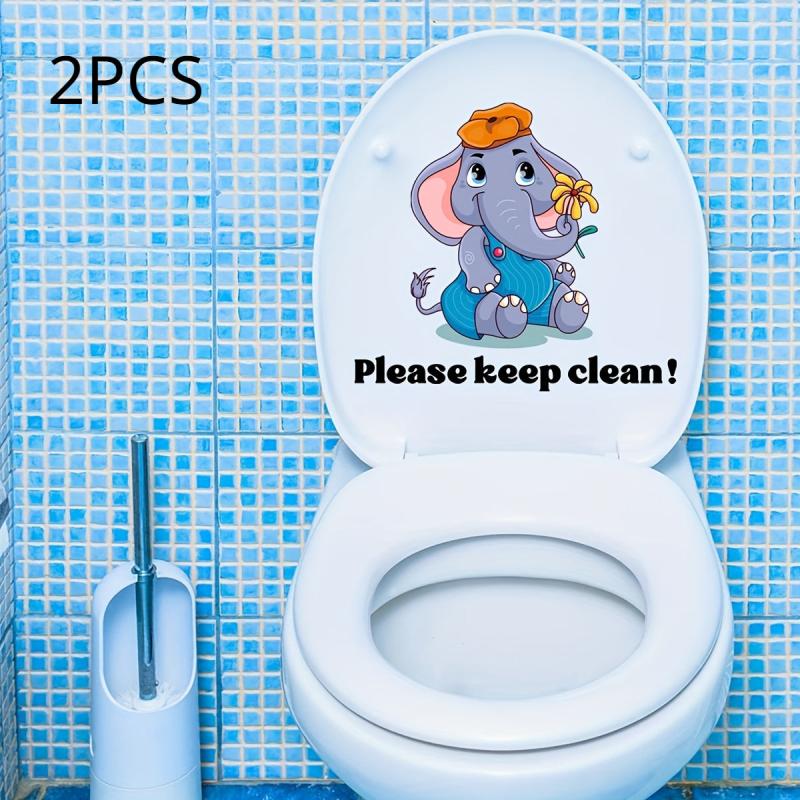 2pcs Cartoon Toilet Decoration Stickers - Fun Toilet Decals