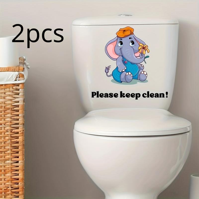 2pcs Cartoon Toilet Decoration Stickers - Fun Toilet Decals